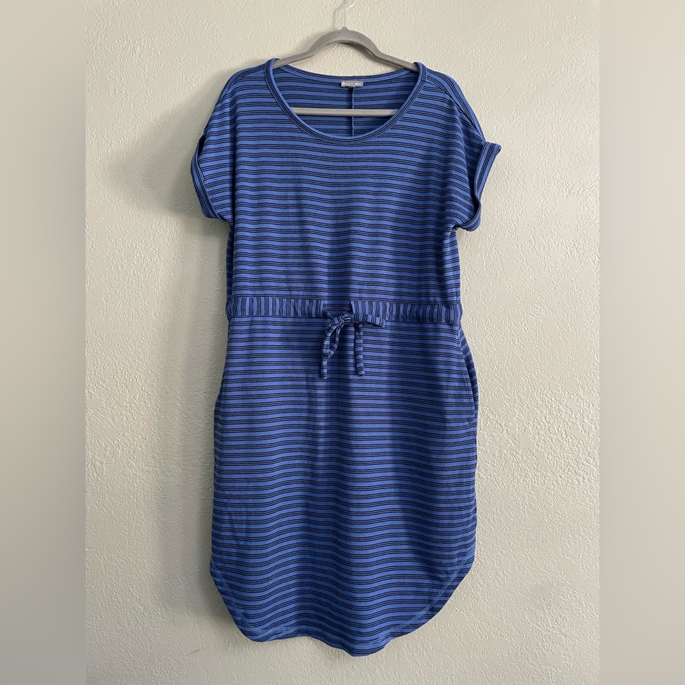 T by Talbots Blue striped dress with pockets